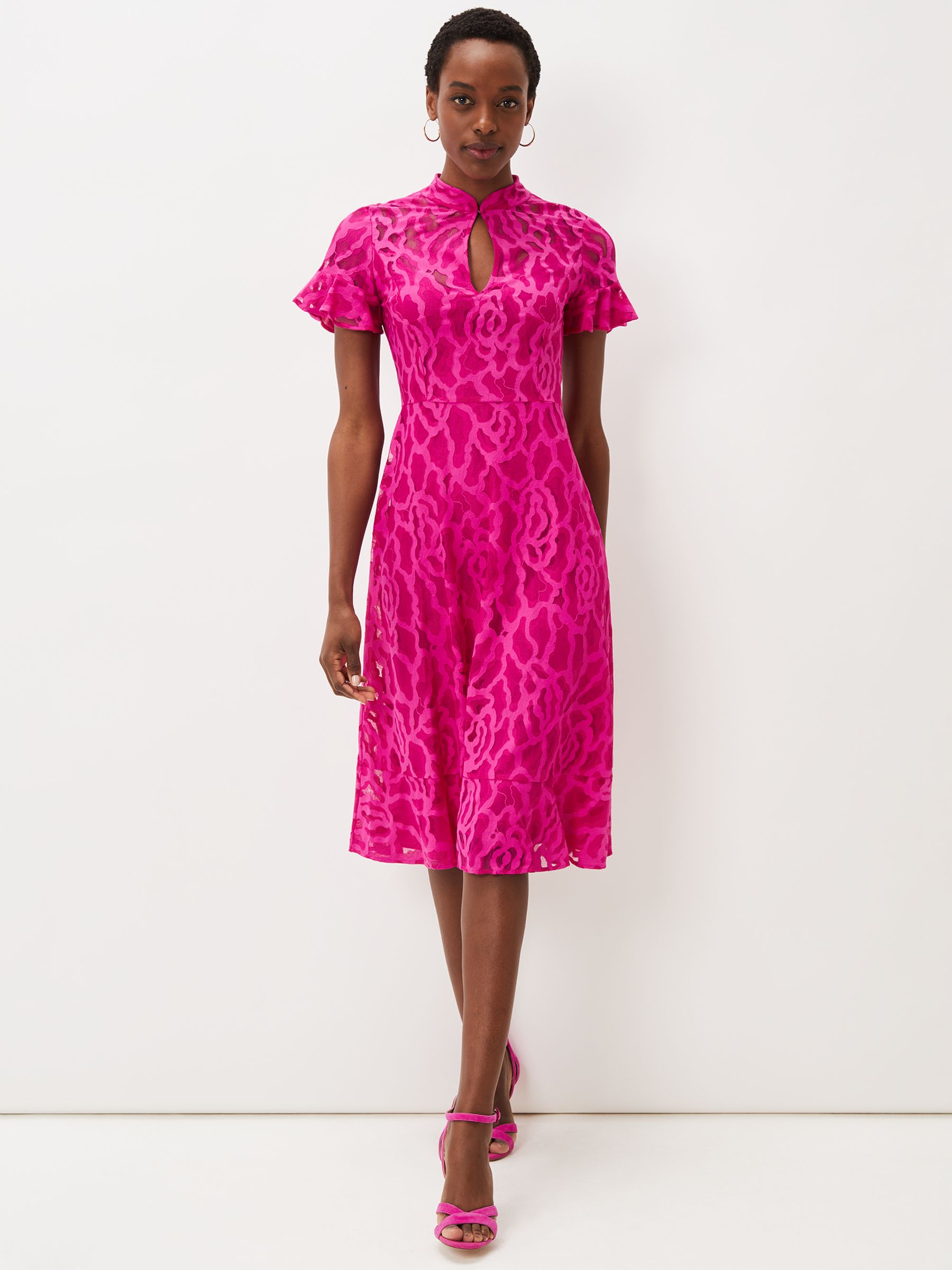 Phase Eight Lulu Lace Dress, Magenta Pink at John Lewis & Partners