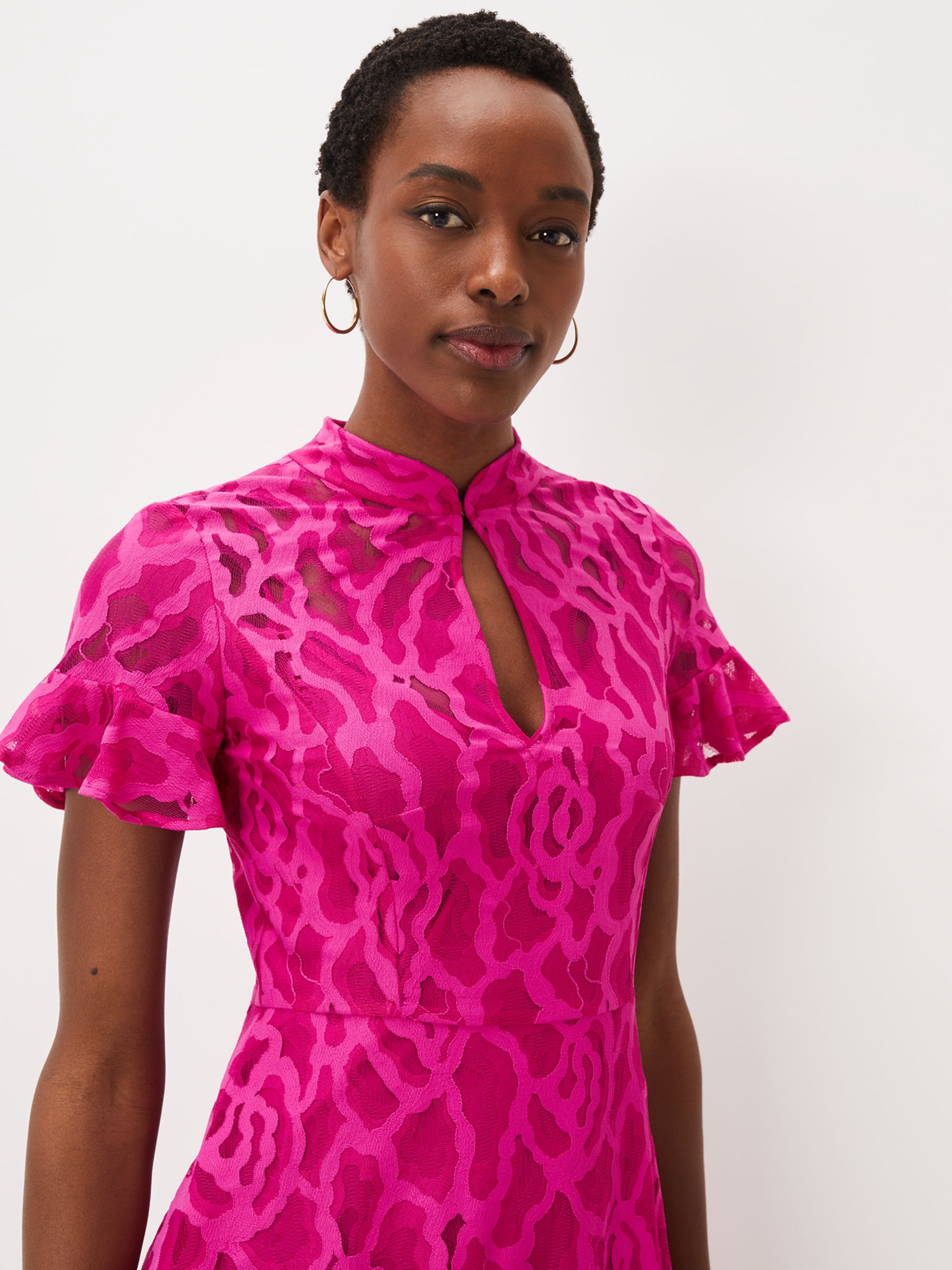 Phase Eight Lulu Lace Dress, Magenta Pink at John Lewis & Partners