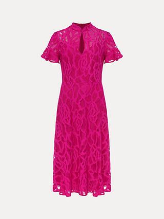 Phase Eight Lulu Lace Dress, Magenta Pink