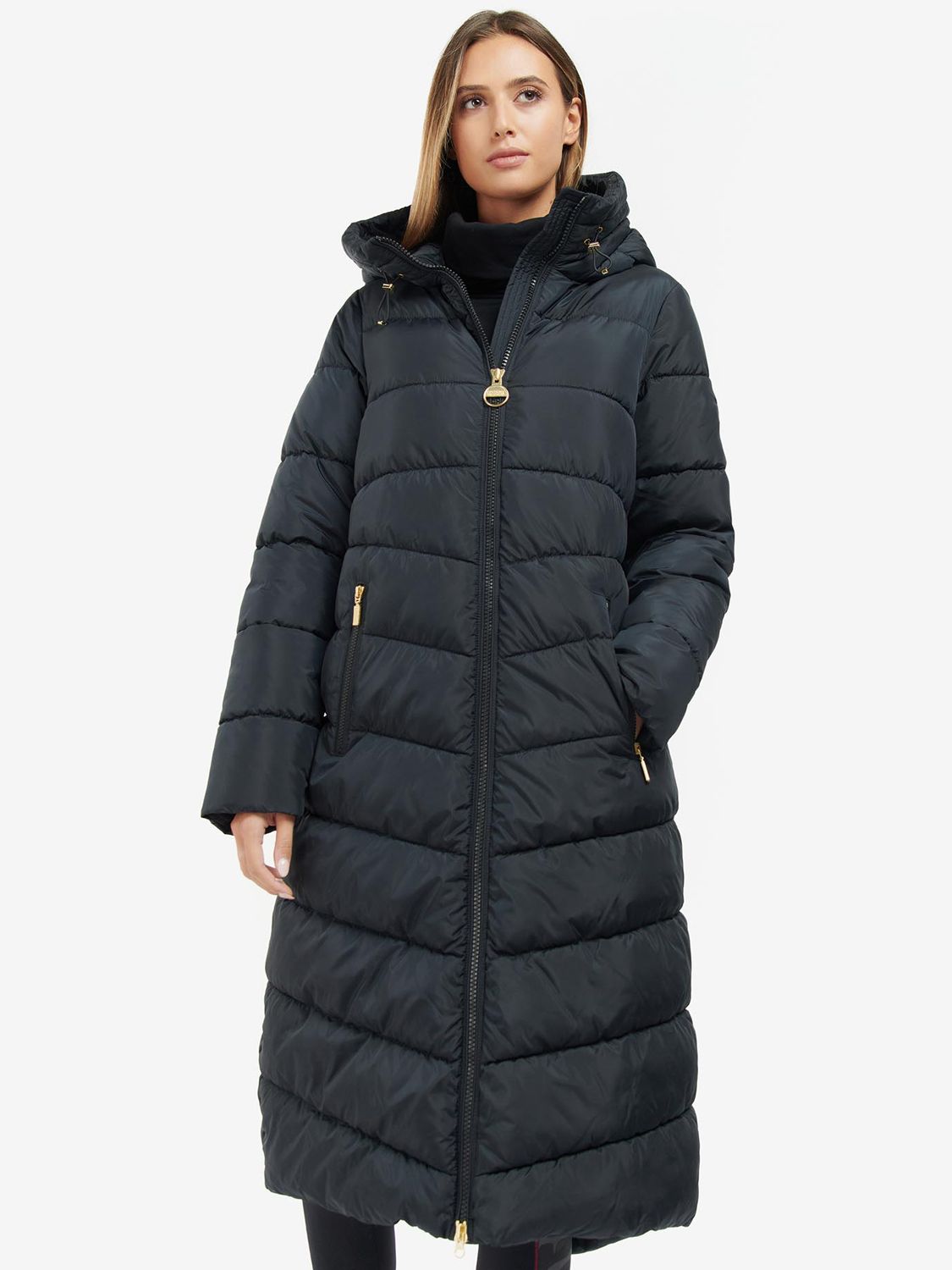 Barbour International Glacia Quilted Long Coat, Black