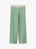 Mango Wave Print Trousers, Green, Green