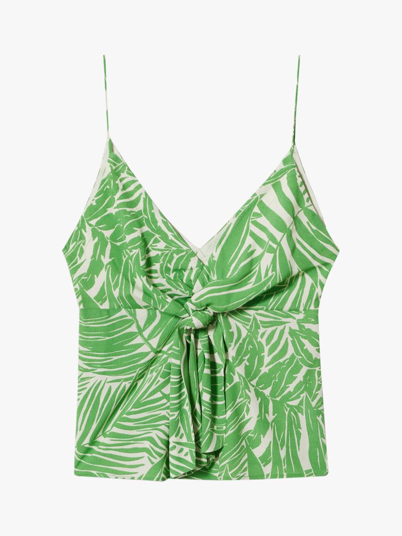 Mango Emma Leaf Print Blouse, Green, XXS