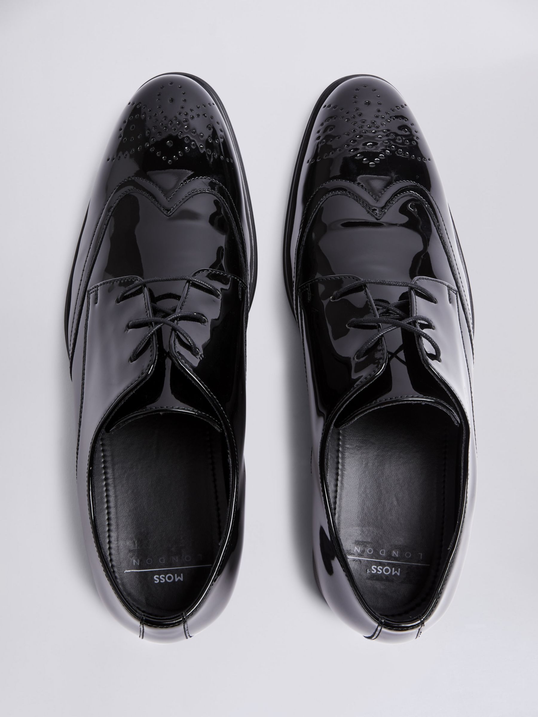 Moss Kensington Patent Brogue Dress Shoes, 15 Black at John Lewis ...