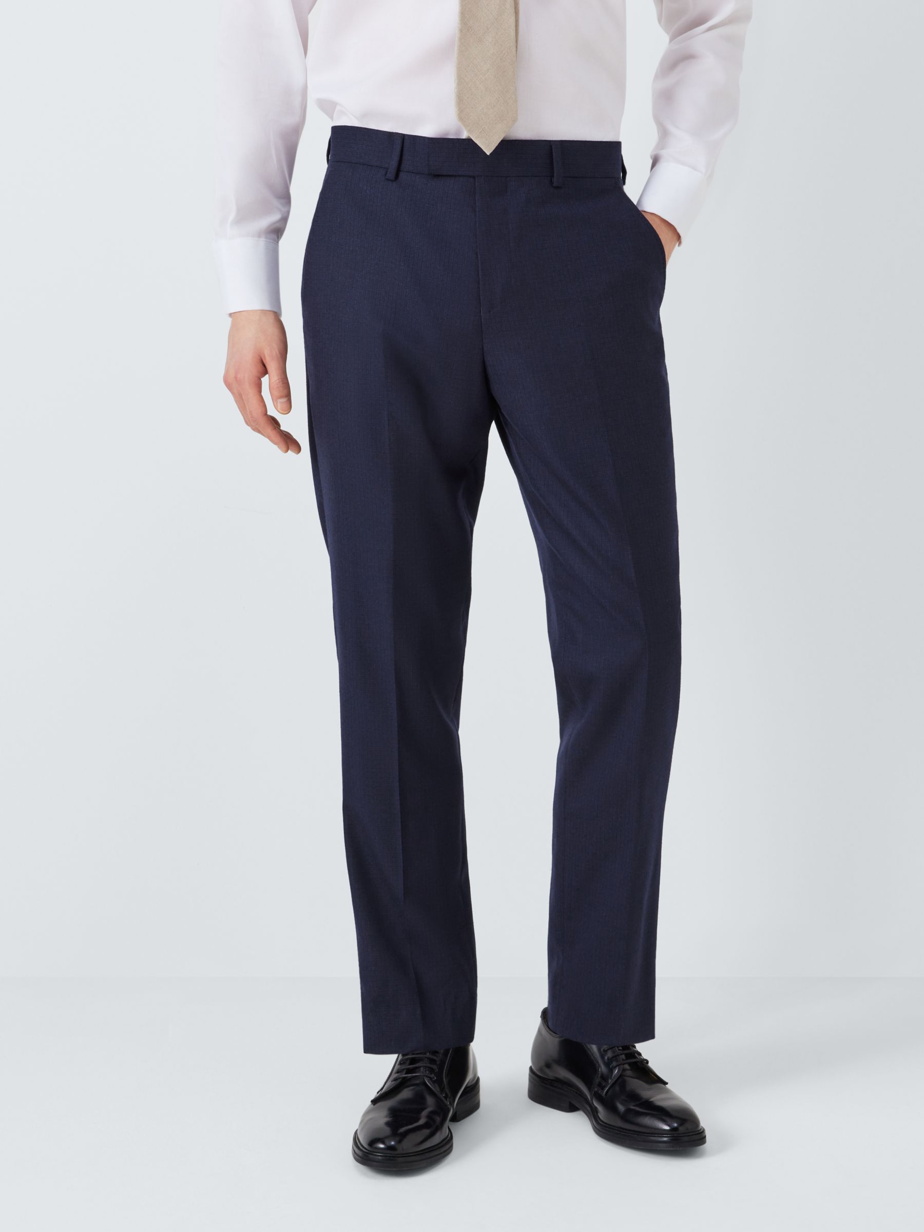 John Lewis Zegna Recycled Wool Regular Fit Suit Trousers, Navy, 32R