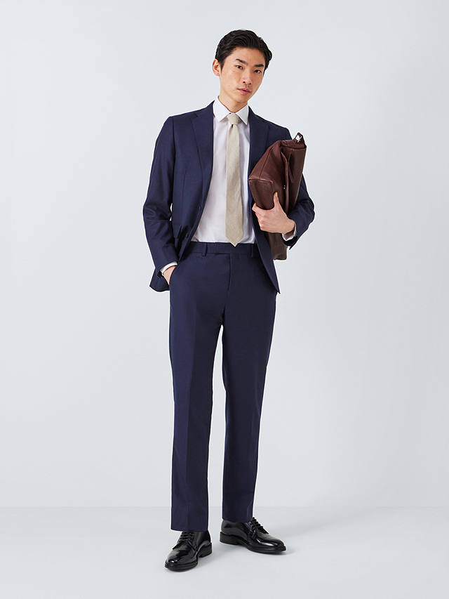 John Lewis Zegna Recycled Wool Regular Fit Suit Trousers, Navy