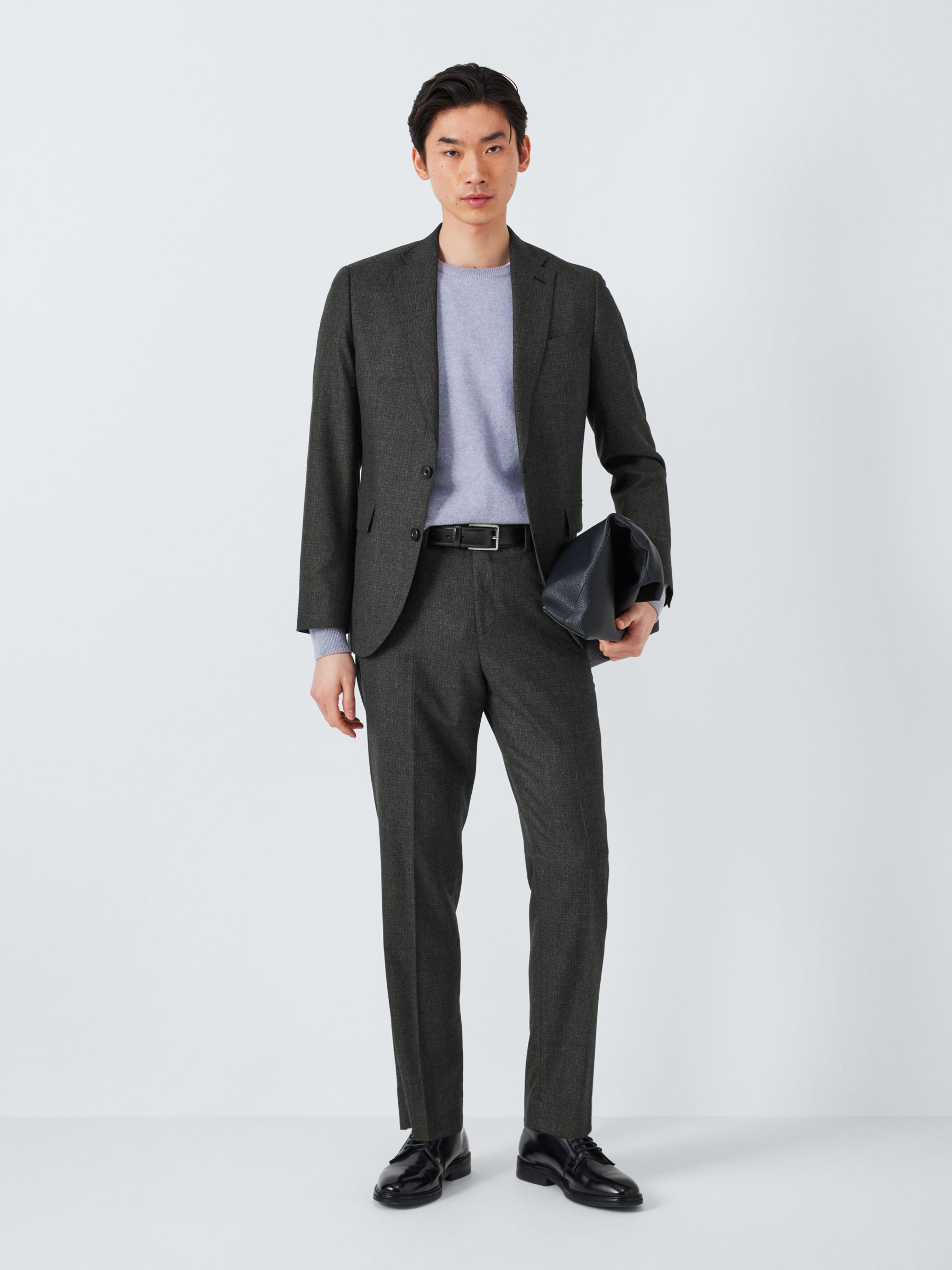 John Lewis Zegna Recycled Wool Regular Fit Suit Jacket, Charcoal at ...