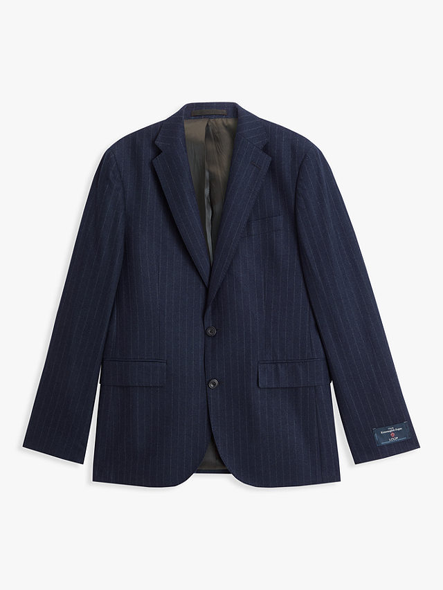 John Lewis Zegna Recycled Wool Regular Fit Pinstripe Suit Jacket, Navy, 38R