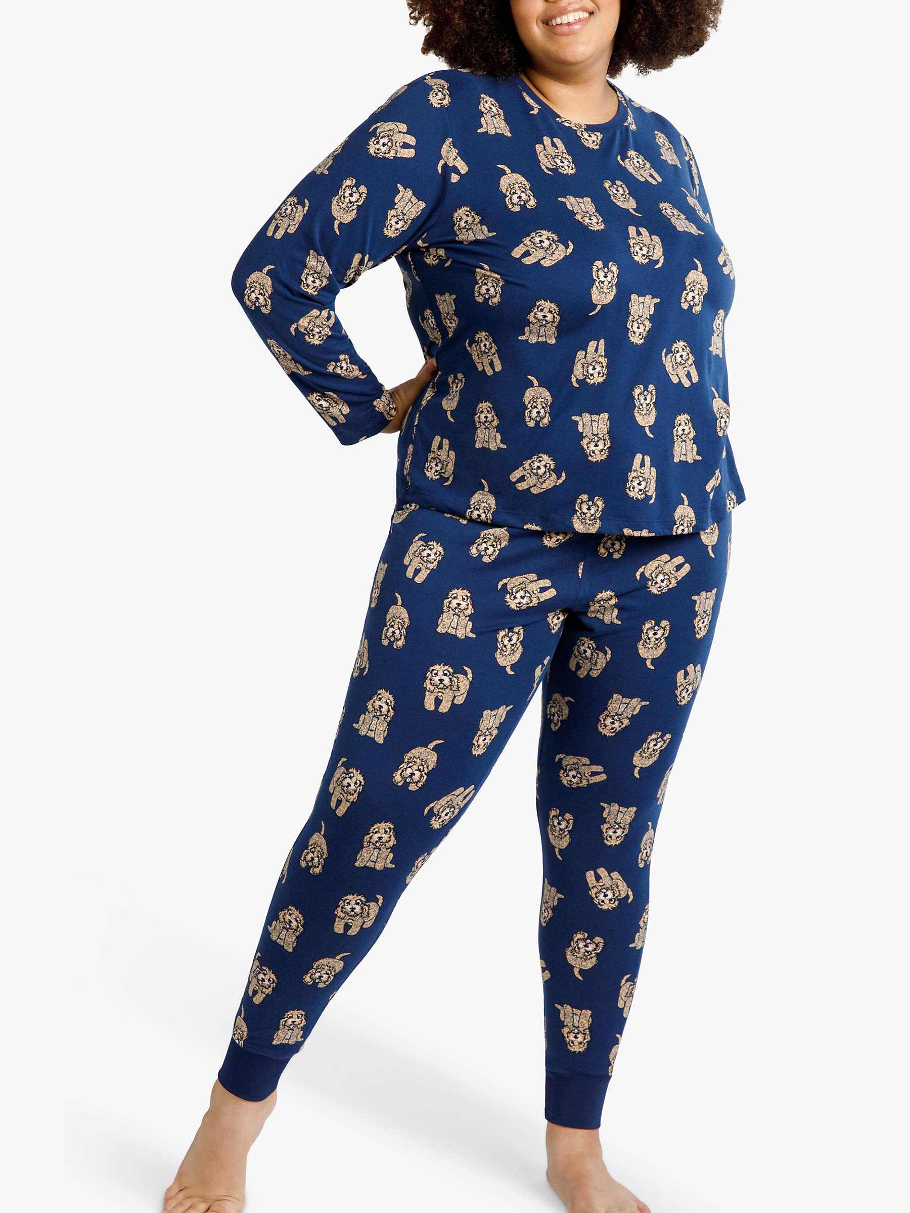 Buy Chelsea Peers Curve Cockapoo Print Pyjama Set, Navy Online at johnlewis.com