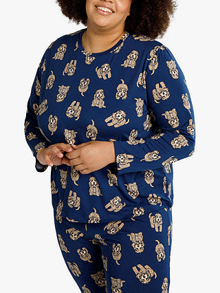 Chelsea Peers Curve Cockapoo Print Pyjama Set, Navy