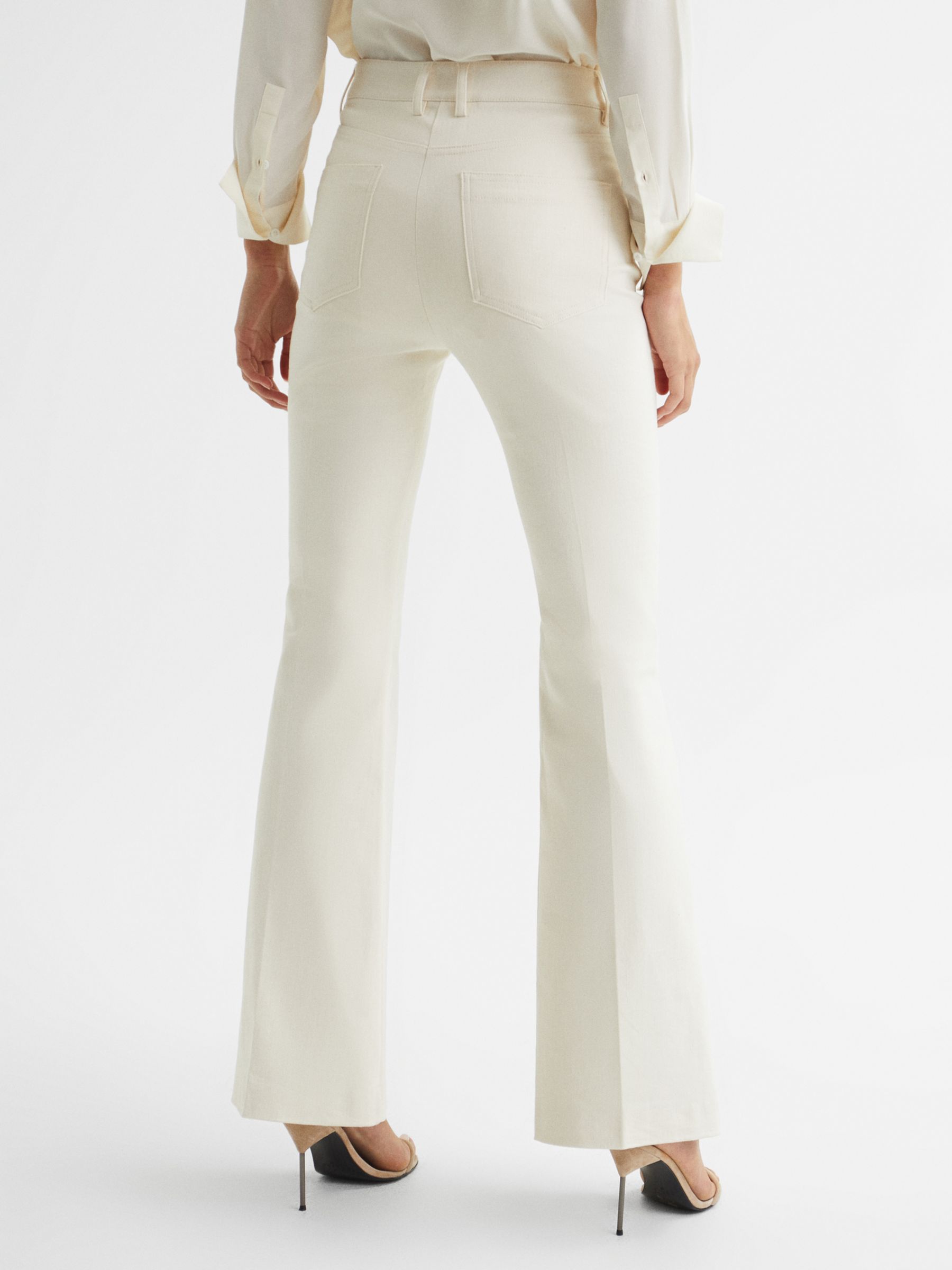 Reiss Florence Flared Trousers, Cream at John Lewis & Partners