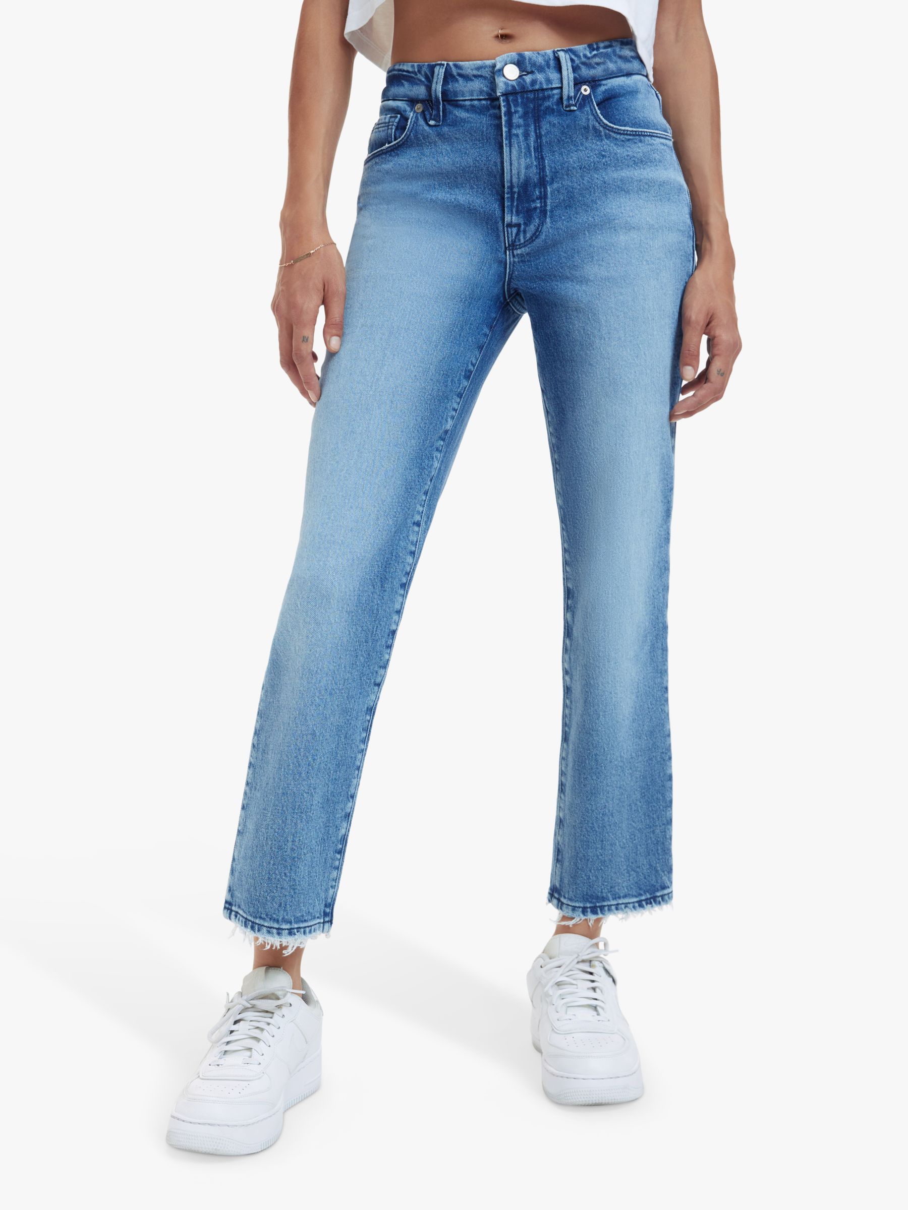 Good American Cropped Skinny Fit Denim Jeans, Indigo, 4