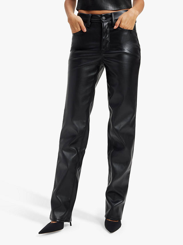 Good American Better Than Leather Straight Cut Jeans, Black