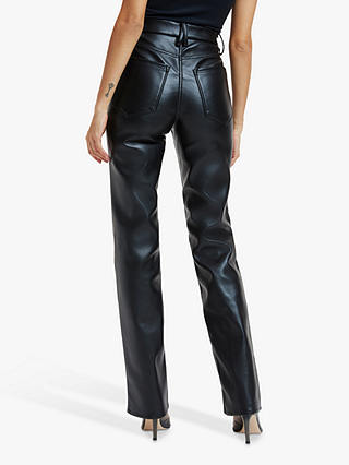 Good American Better Than Leather Straight Cut Jeans, Black