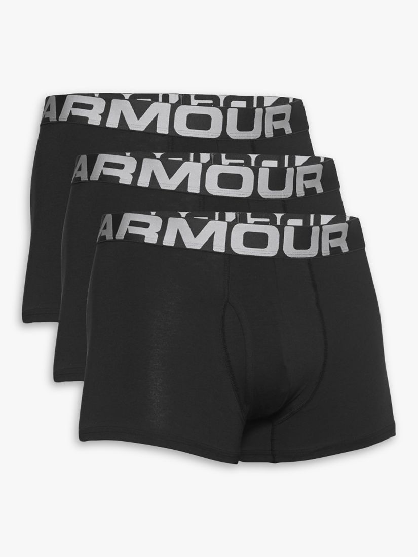 Under Armour Charged Cotton® 3 Boxerjock® Trunks, Pack of 3, Black, S