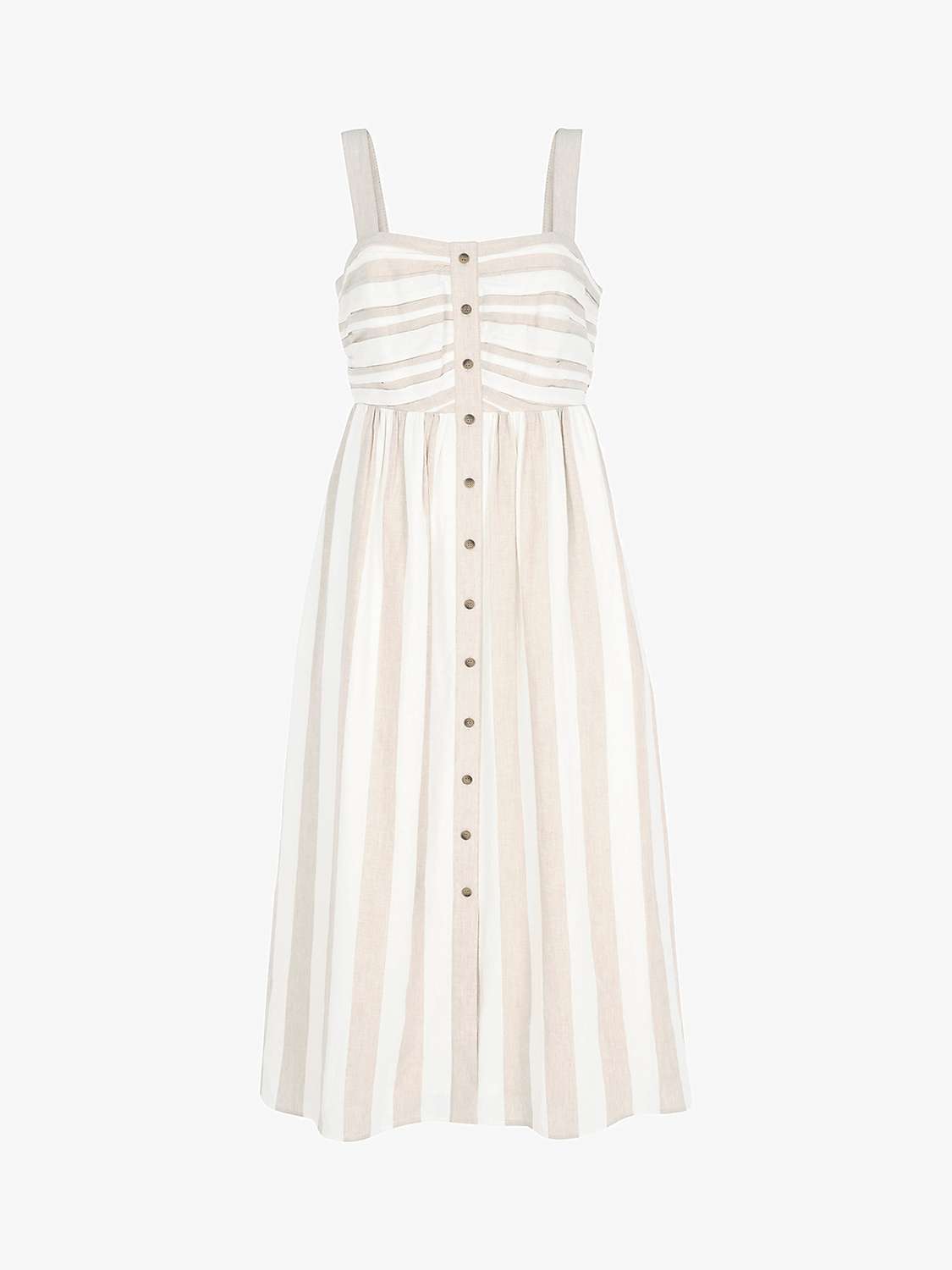 Buy Mint Velvet Stripe Button Up Midi Dress, Neutral Online at johnlewis.com
