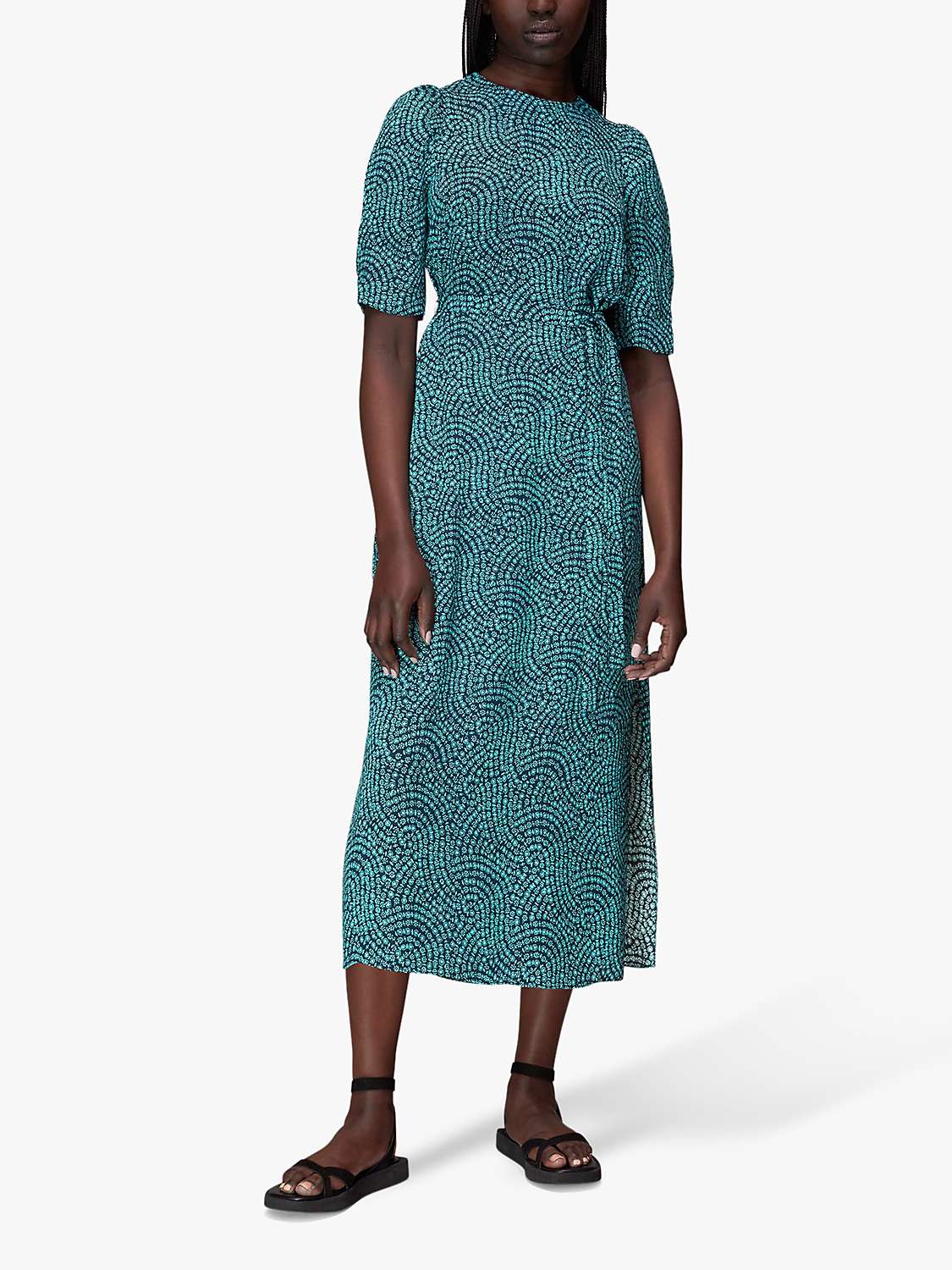 Buy Whistles Daisy Waves Cut Out Back Midi Dress, Blue/Multi Online at johnlewis.com