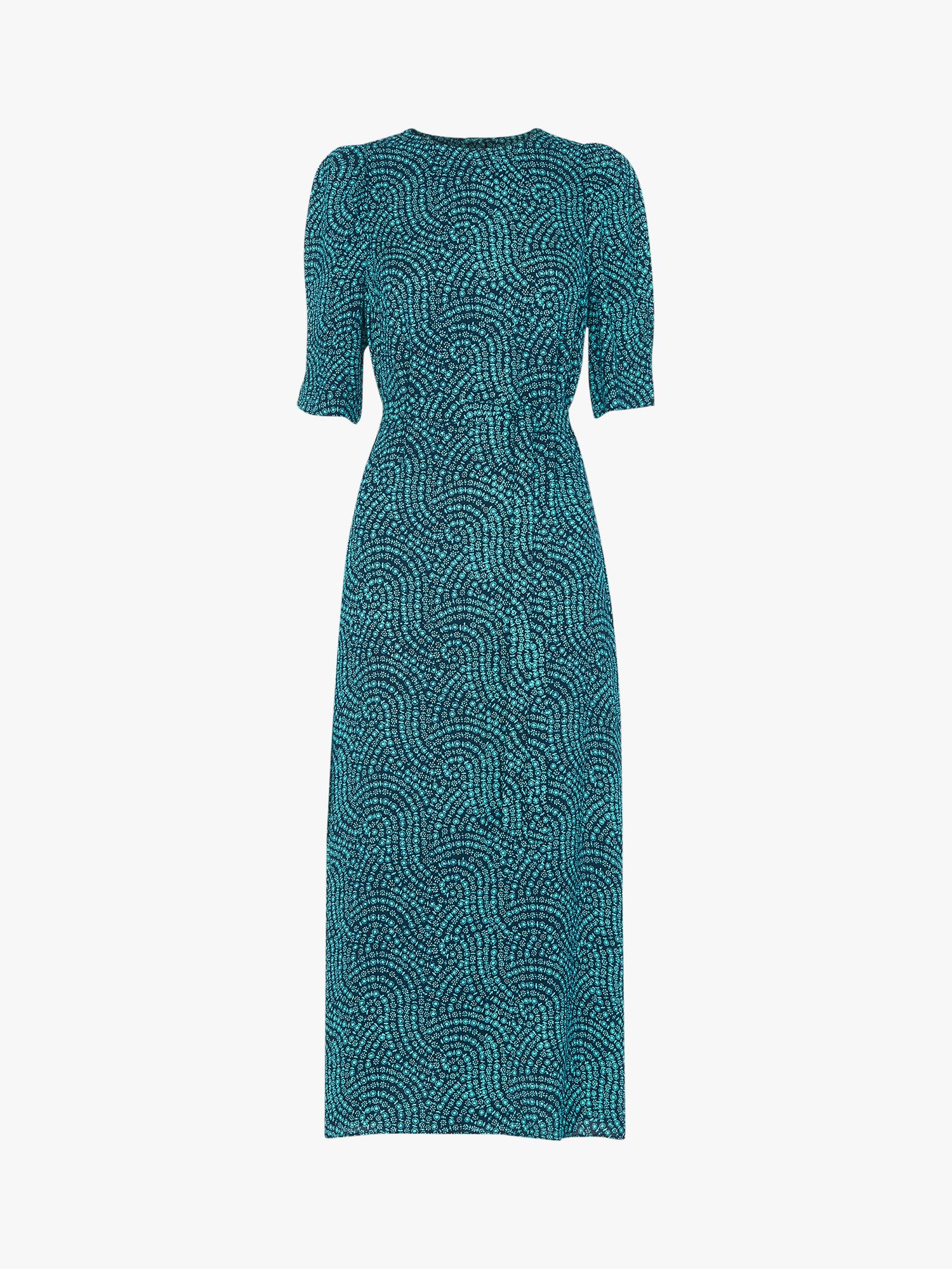 Buy Whistles Daisy Waves Cut Out Back Midi Dress, Blue/Multi Online at johnlewis.com