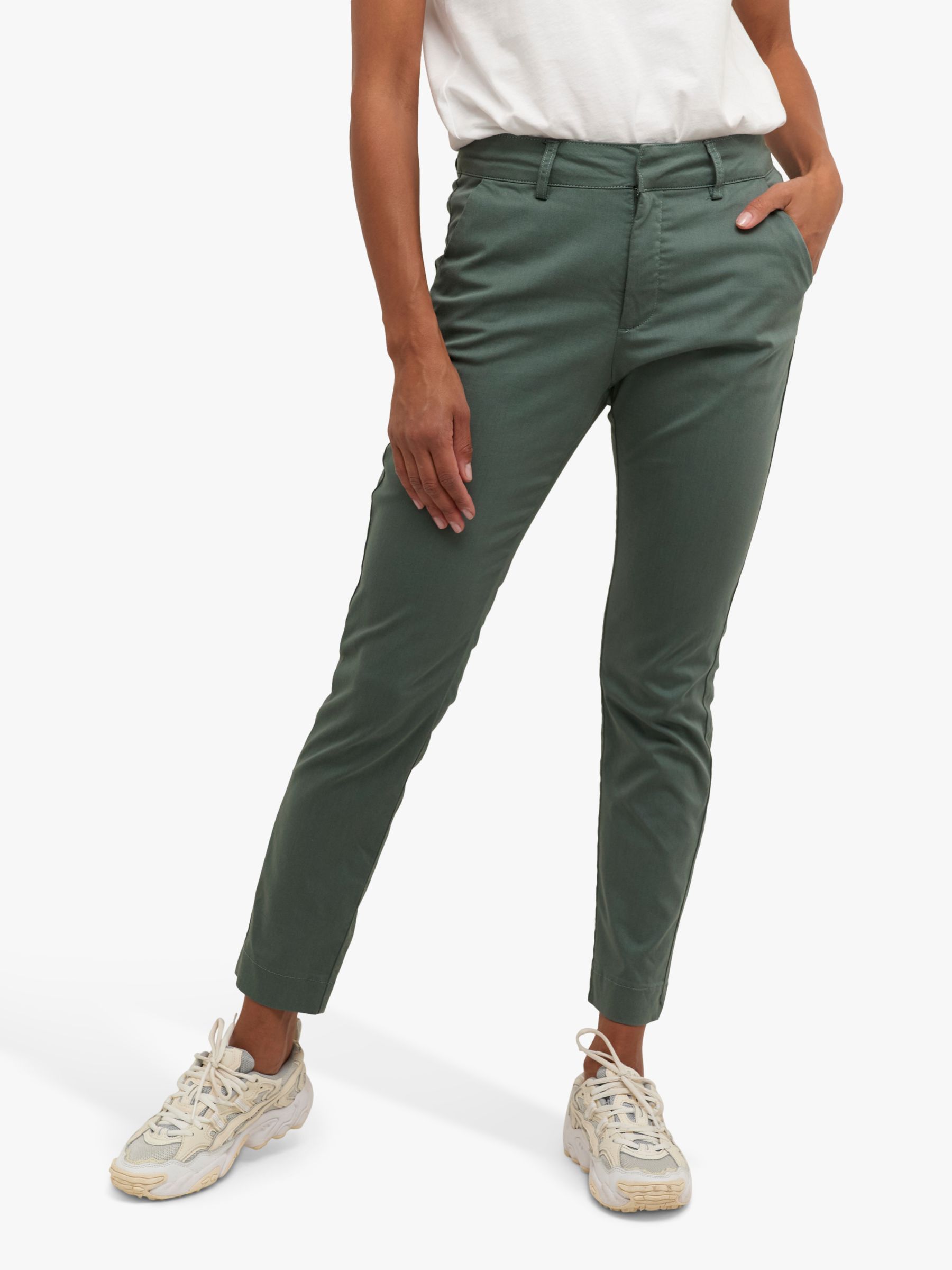 KAFFE Lea Chino Trousers, Balsam Green at John Lewis & Partners