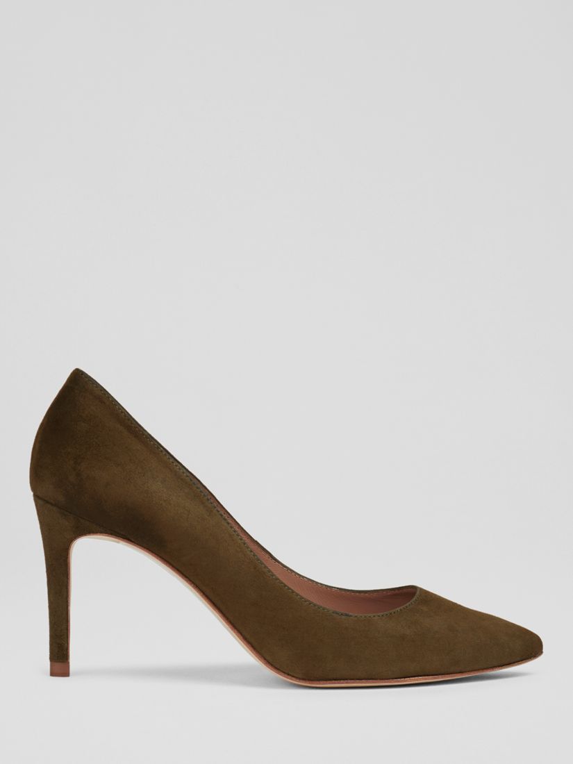 L.K.Bennett Floret Suede Court Shoes, Olive at John Lewis & Partners