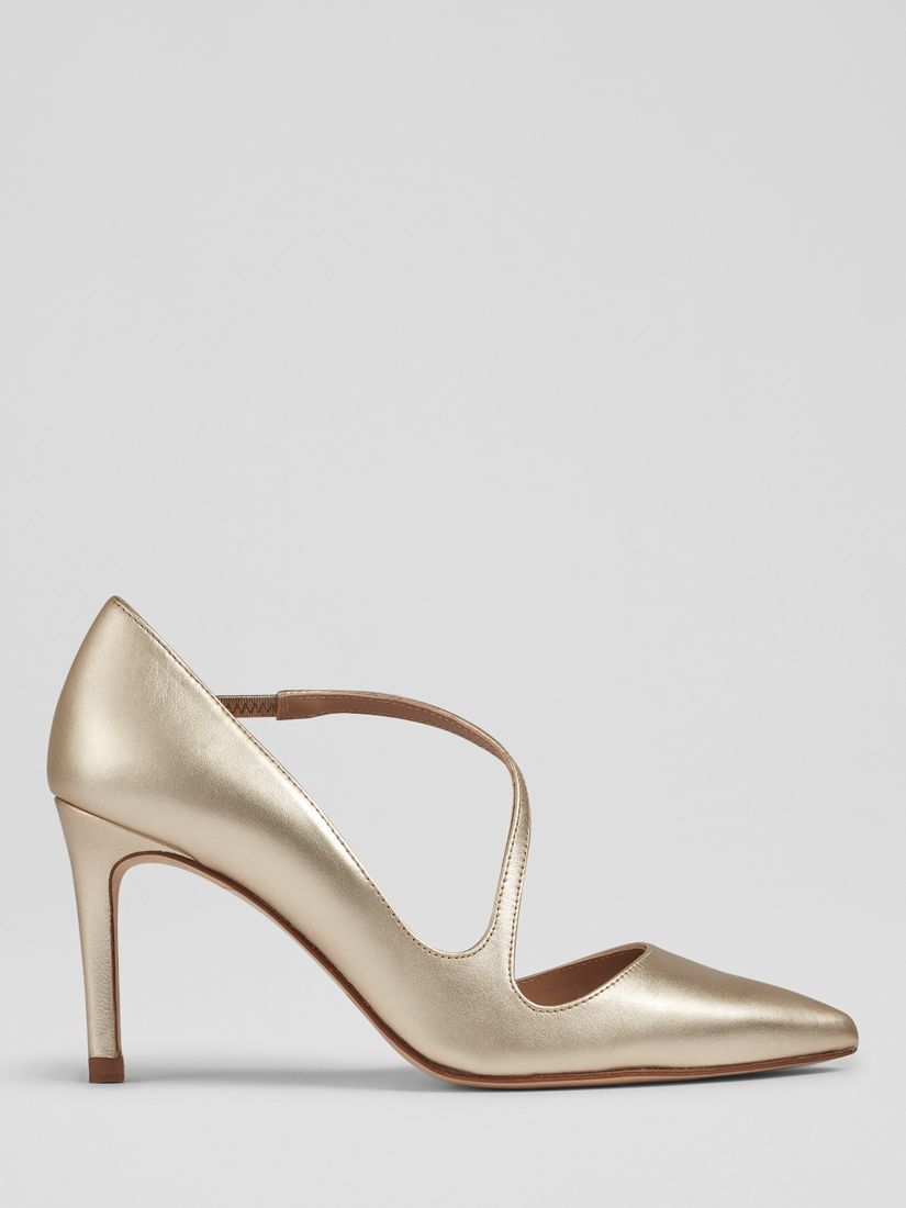 L.K.Bennett Heather Leather Court Shoes, Gold at John Lewis & Partners