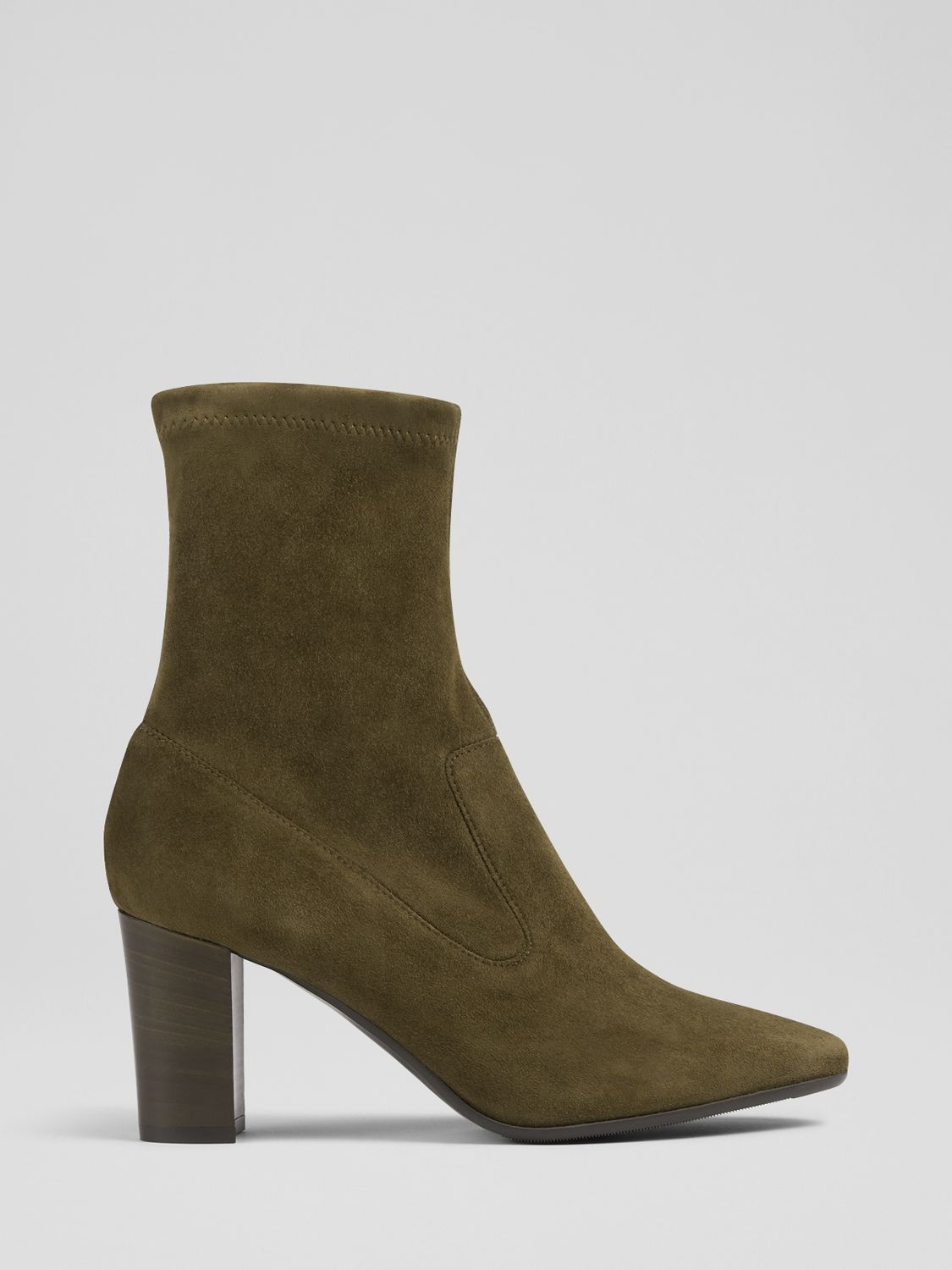 L.K.Bennett Alice Suede Ankle Boots, Olive at John Lewis & Partners
