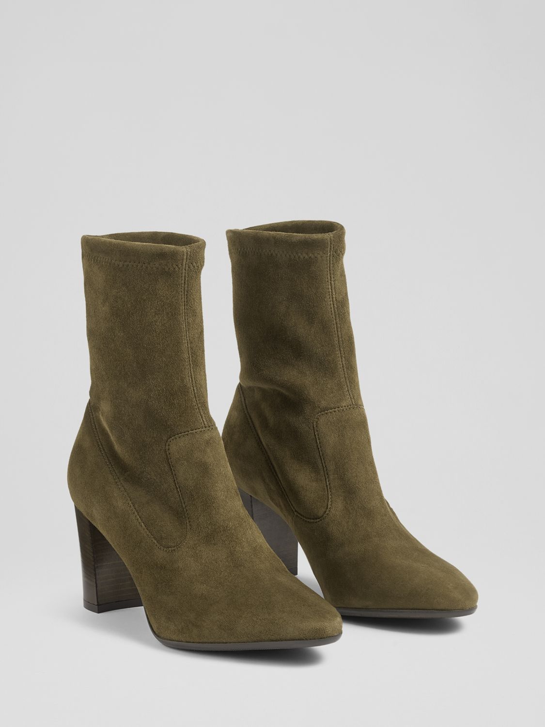 L.K.Bennett Alice Suede Ankle Boots, Olive at John Lewis & Partners