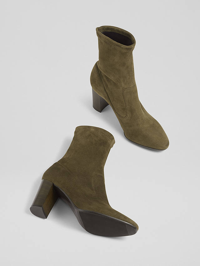 L.K.Bennett Alice Suede Ankle Boots, Olive