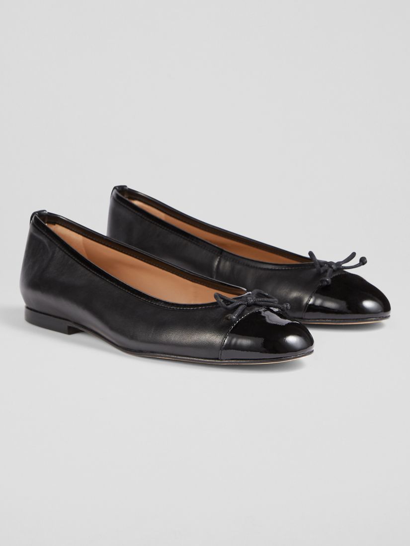 L.K.Bennett Kara Leather And Patent Toe Cap Ballet Pumps, Black