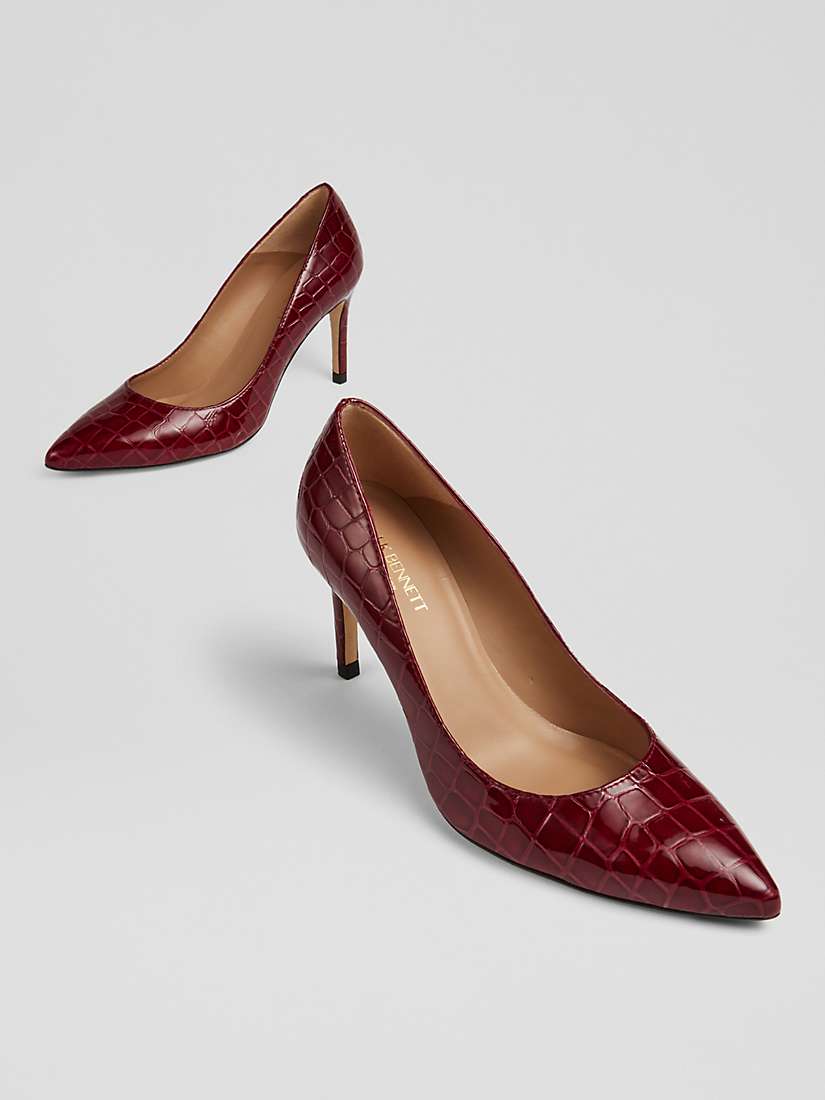 L.K.Bennett Floret Leather Court Shoes, Red at John Lewis & Partners