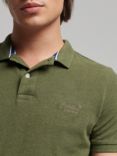 Superdry Classic Pique Organic Cotton Polo Shirt, Thrift Olive Marl