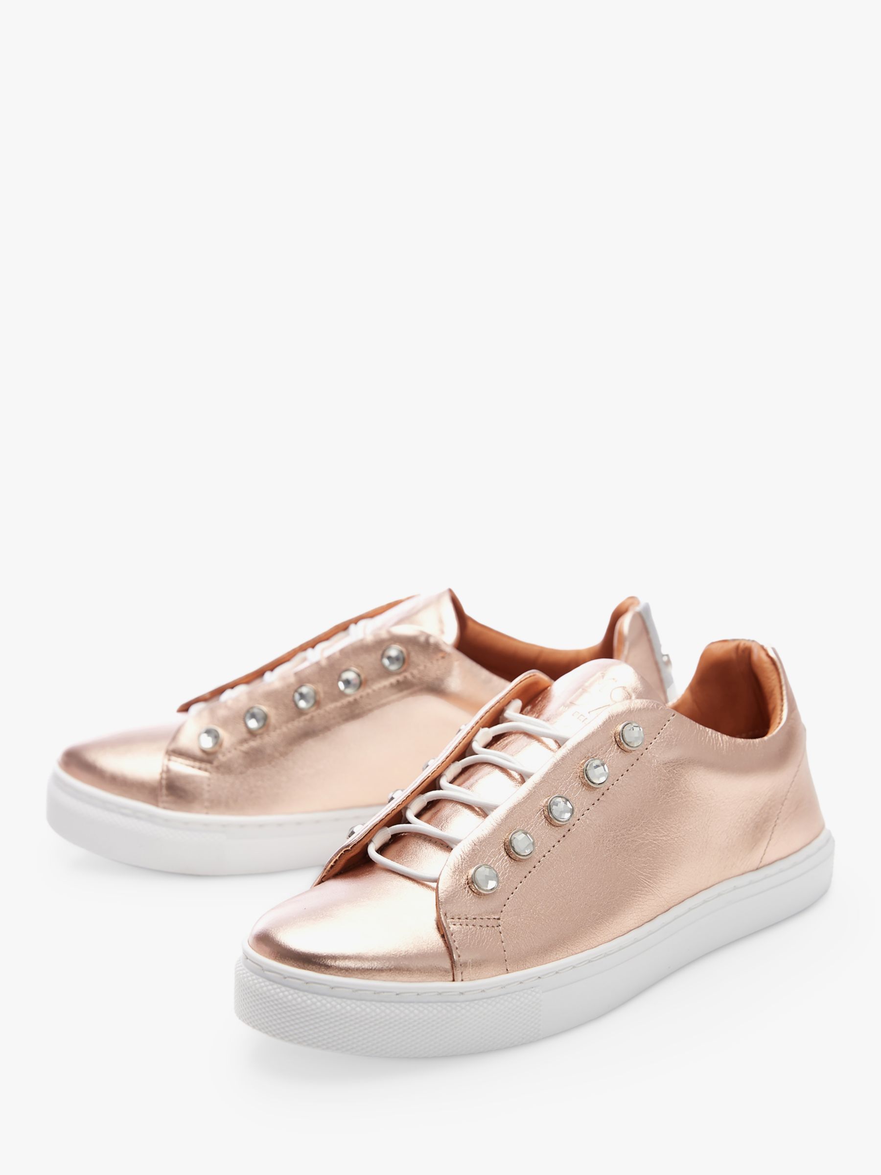 Moda in Pelle Arkady Low Top Leather Trainers, Rose Gold at John Lewis ...