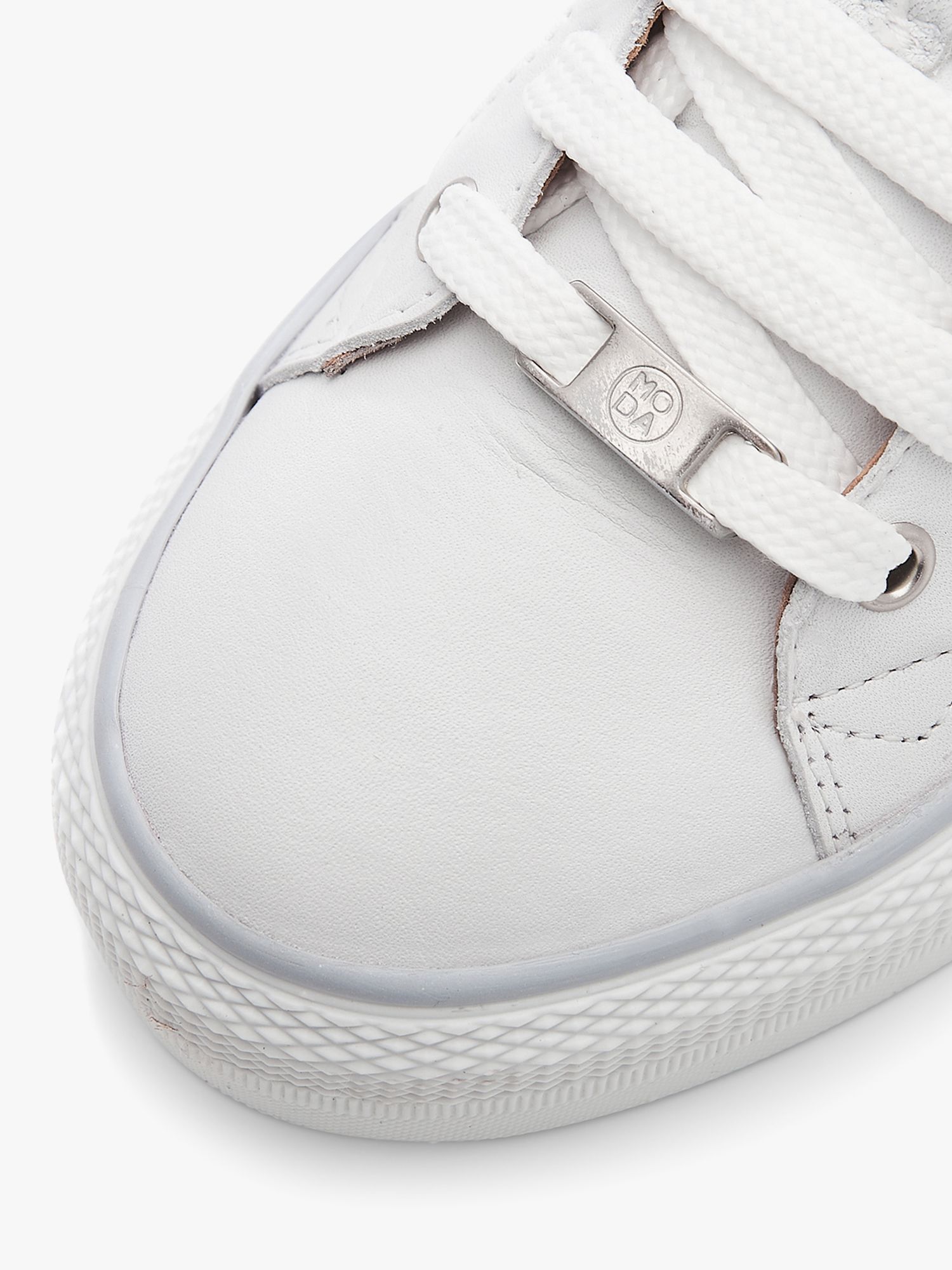 Moda in Pelle Brayleigh Leather Zip Up Trainers, White/Silver at John ...