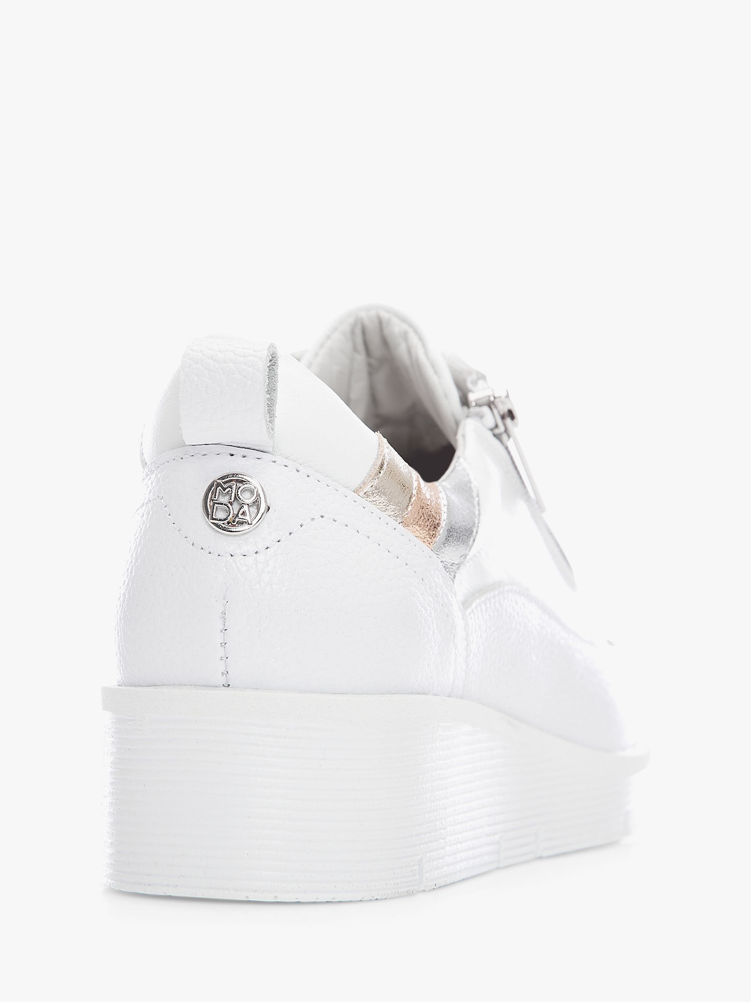 Moda in Pelle Alexey Wedge Heel Leather Trainers, White at John Lewis ...