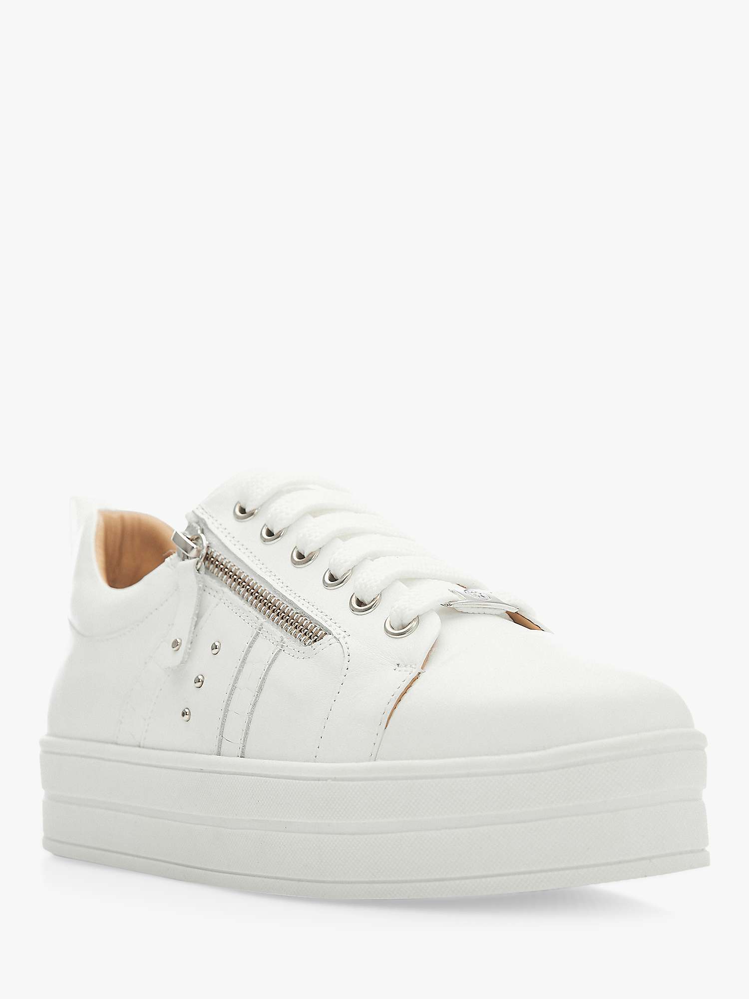Moda in Pelle Arella Flatform Leather Trainers, White at John Lewis ...