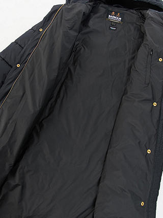 Barbour International Track Line Long Quilted Hooded Coat, Black