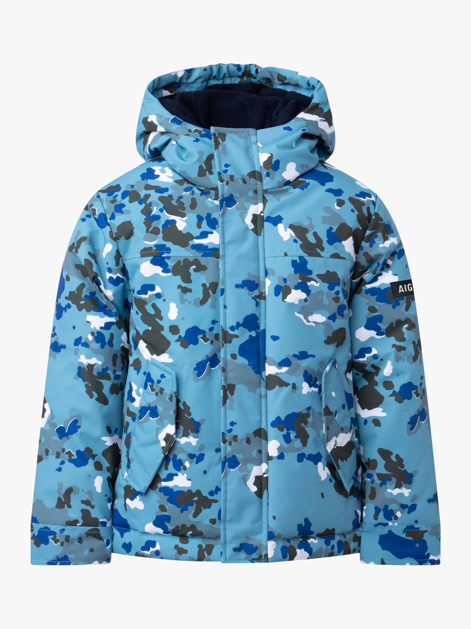 Aigle Kids' Abstract Camouflage Waterproof Parka Coat, Blue, 4 years