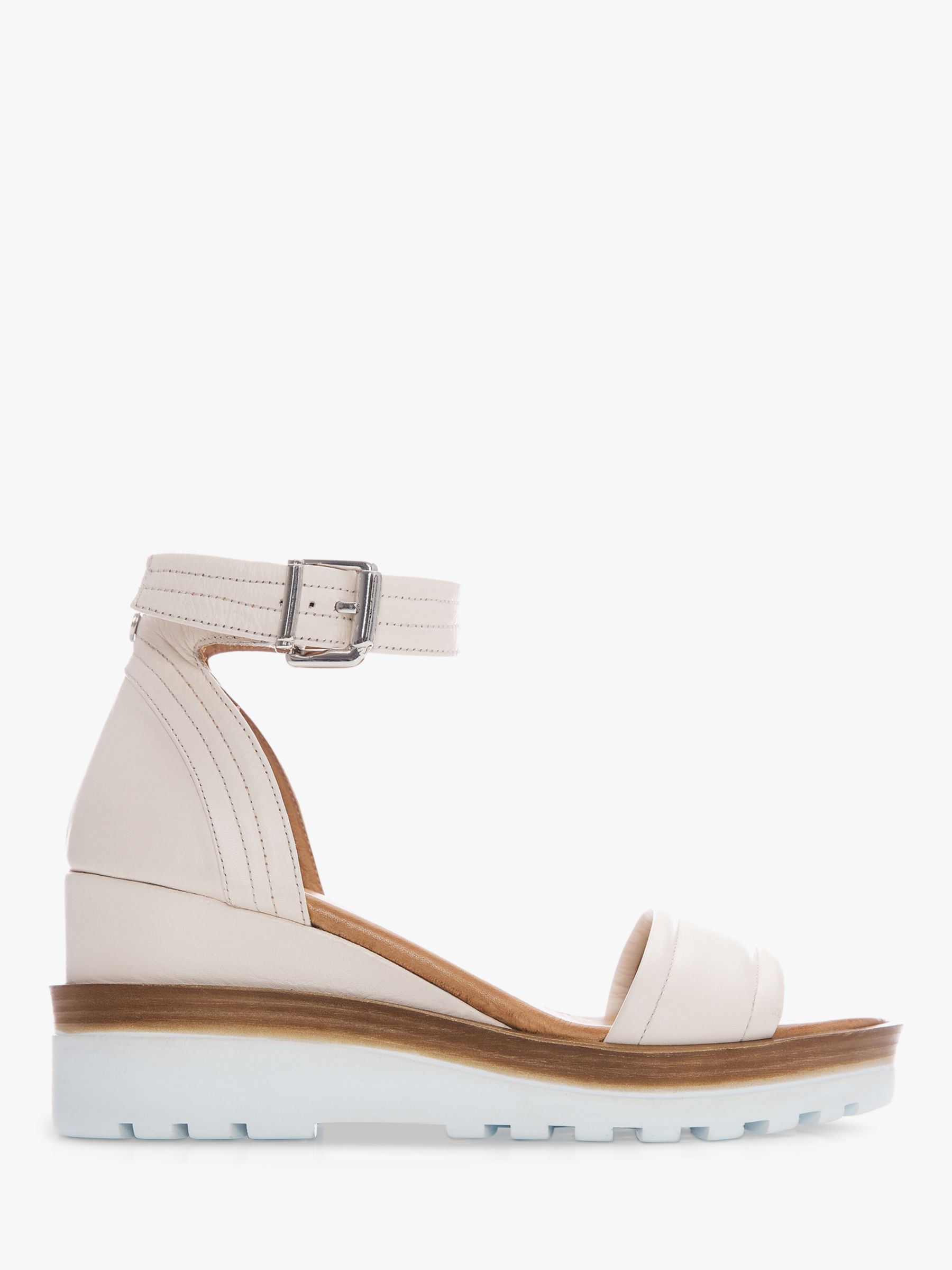 Moda in Pelle Pinche Wedge Leather Sandals, Off White at John Lewis ...