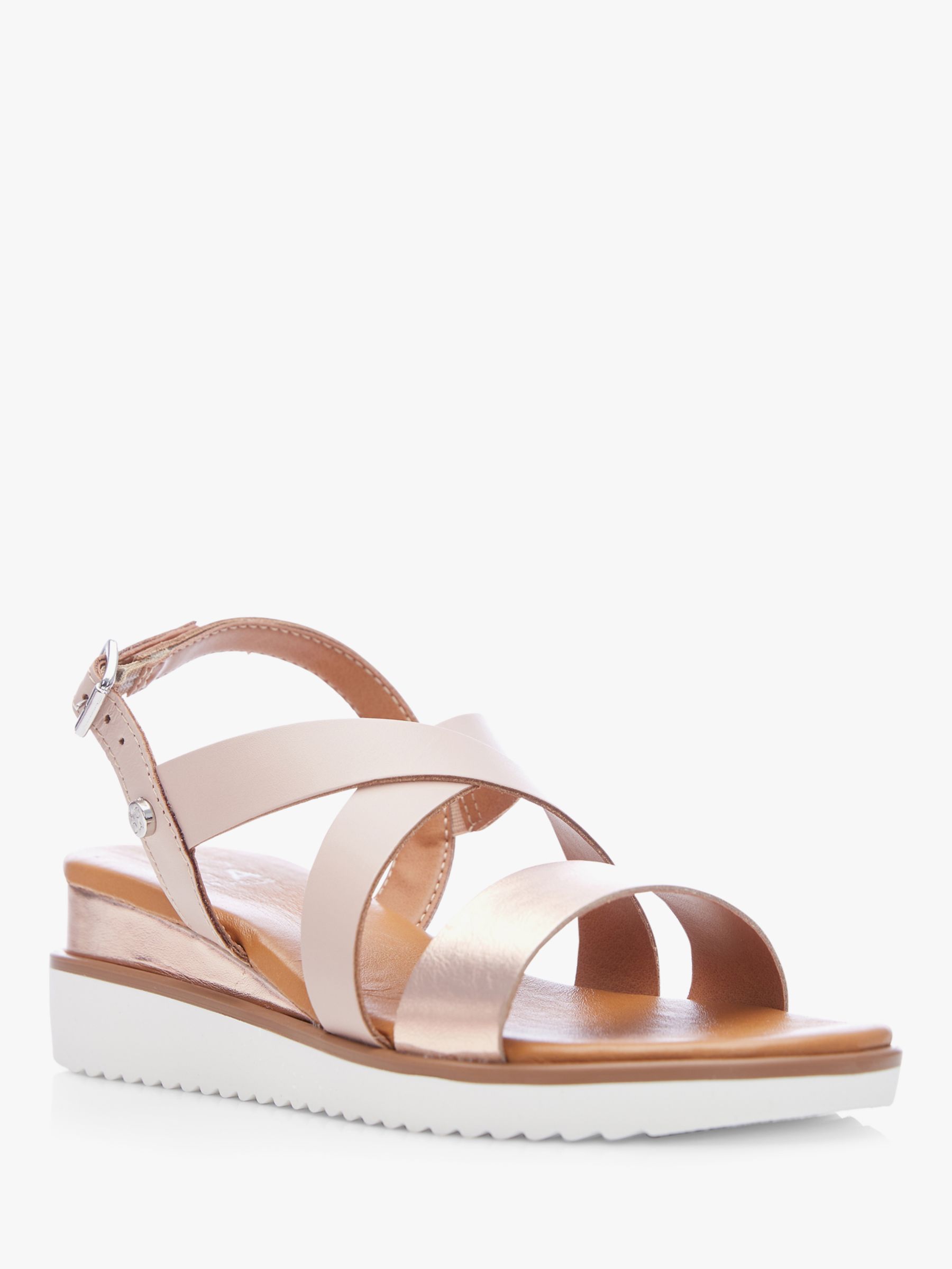 Moda in Pelle Poziie Wedge Heel Cross Straps Leather Sandals, Rose Gold ...