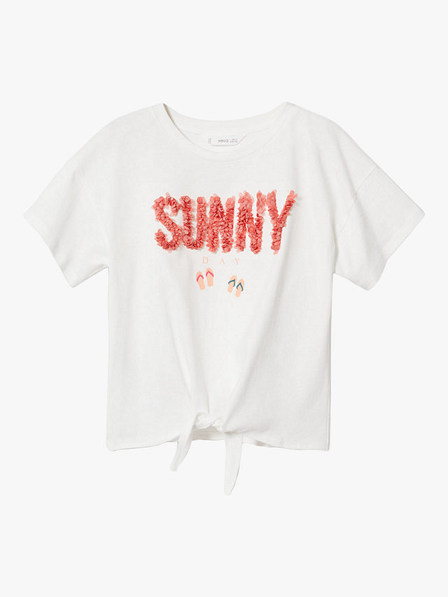 Mango Kids' Sunny Textured T-Shirt, White, 5-6 years