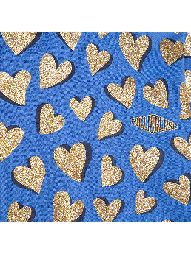 Billieblush Kids' Foil Hearts Jumper Dress, Ocean