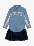 Billieblush Kids' Tassel Shirt Ruffle Skirt Dress, Blue