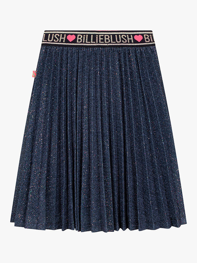 Billieblush Kids' Pleated Metallic Skirt, Navy
