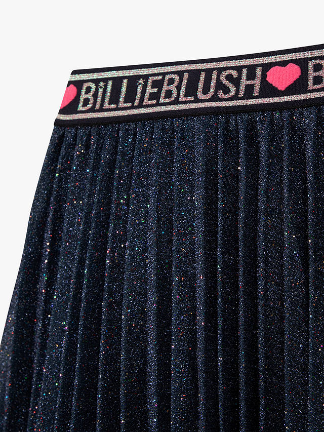 Billieblush Kids' Pleated Metallic Skirt, Navy
