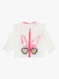 Billiblush Baby Sequin Sunglasses Zip Up Cardigan, Ivory