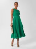 Hobbs Blythe Pleated Midi Dress, Green