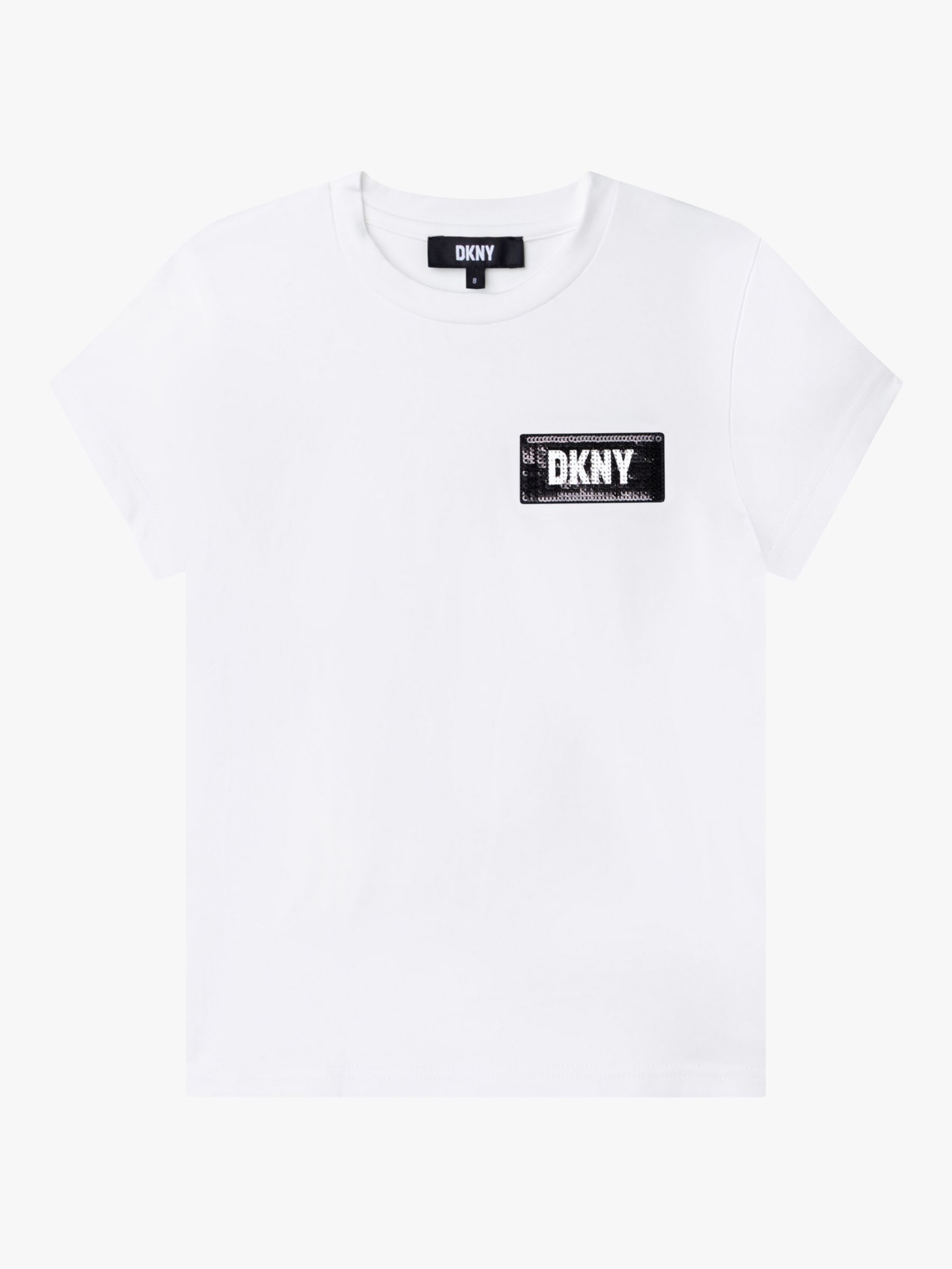 DKNY Kids' Logo Short Sleeve T-Shirt, White, 4 years