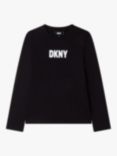DKNY Kids' Logo Long Sleeve Top, Black
