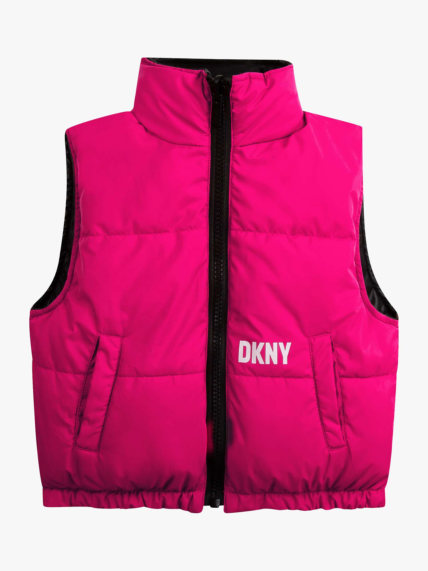 Buy DKNY Kids' Reversible Puffer Gilet, Black/Pink Online at johnlewis.com