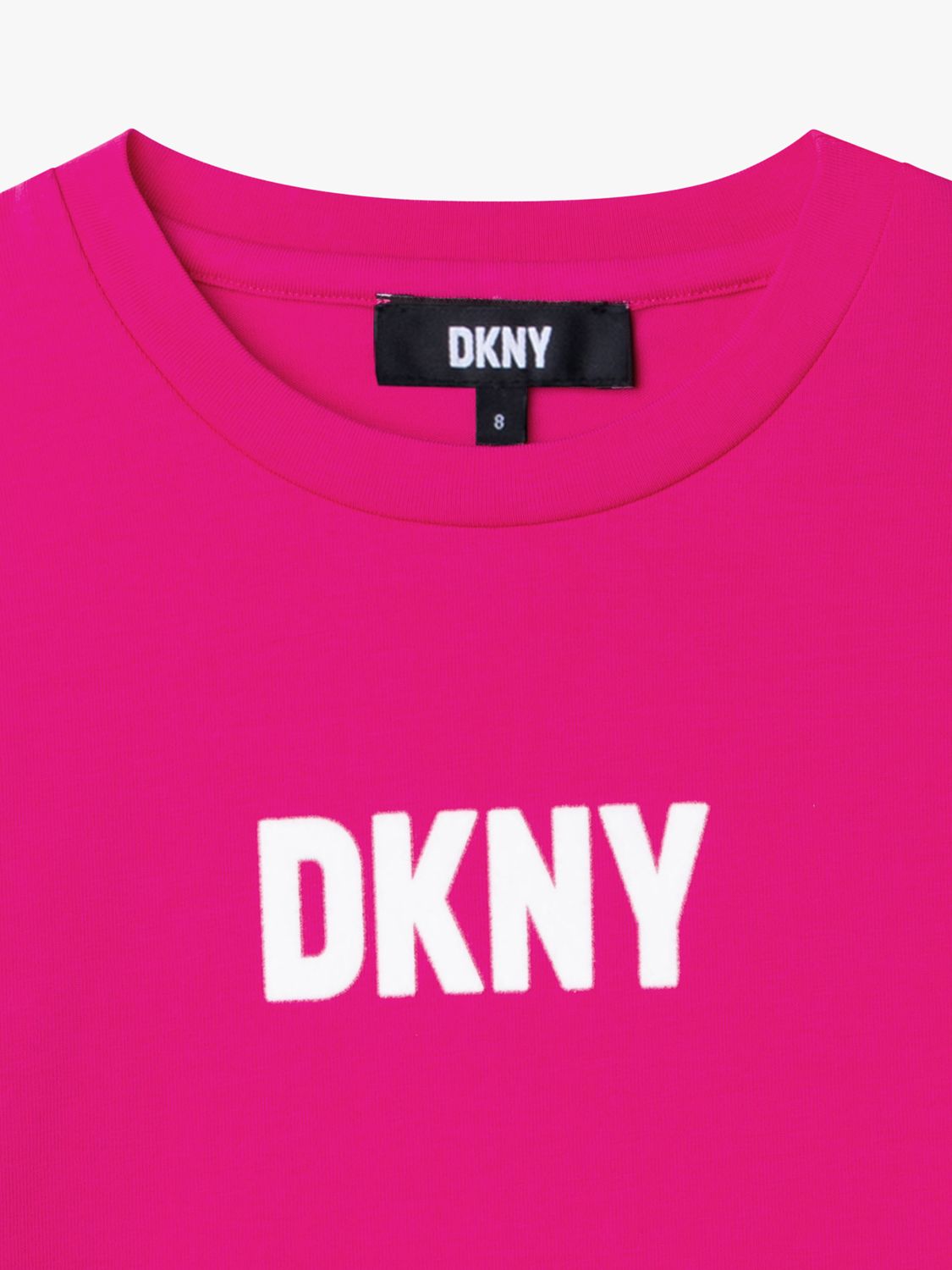 DKNY Kids' Logo Long Sleeve Top, Bright Pink at John Lewis & Partners