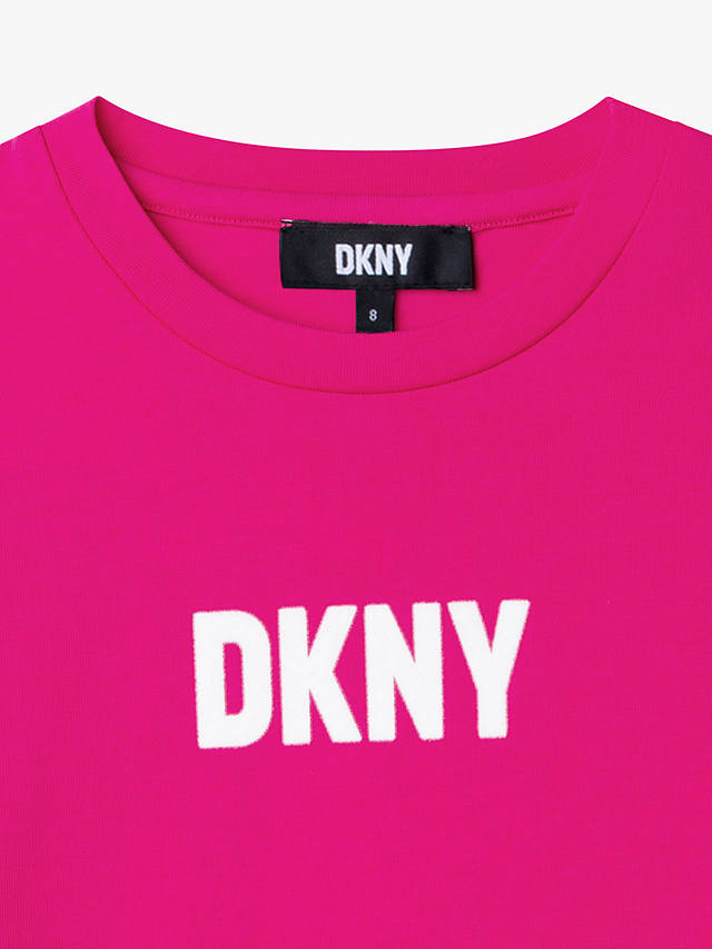 DKNY Kids' Logo Long Sleeve Top, Bright Pink
